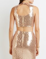 Thumbnail for your product : Charlotte Russe Sequin Open Back Crop Top