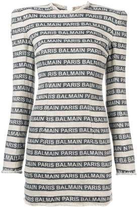 Balmain logo stripe mini dress