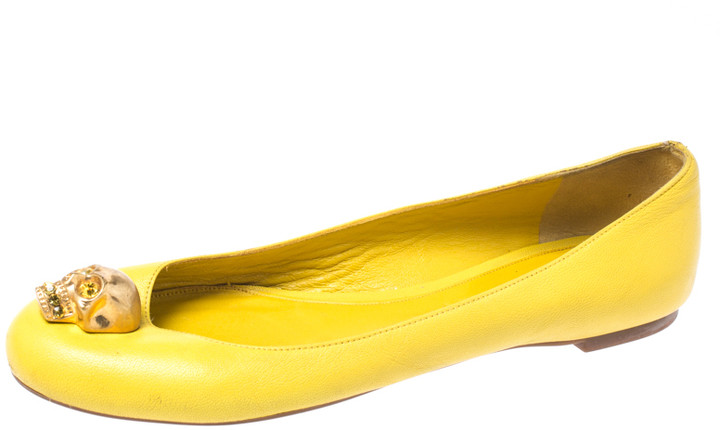 yellow leather flats