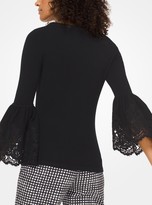 Thumbnail for your product : Michael Kors Collection Cashmere and Lace Bell-Cuff Sweater