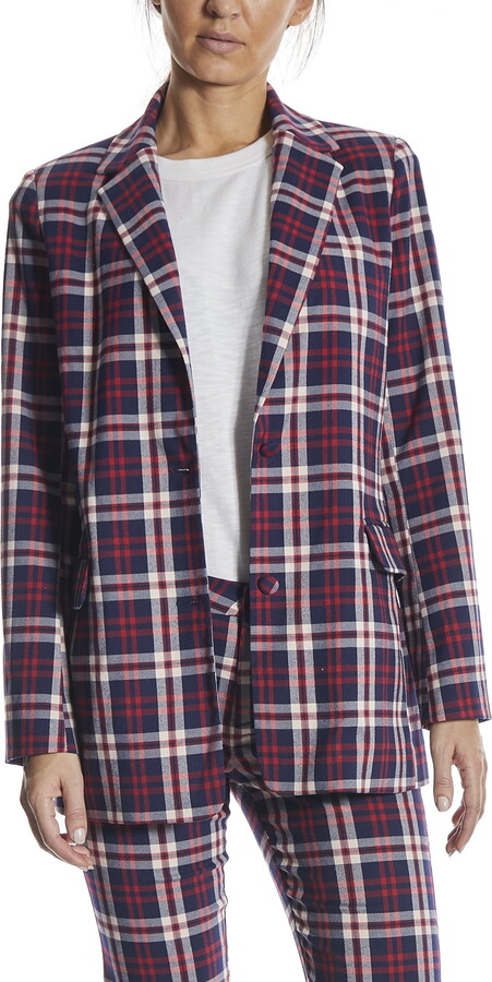 OAT New York Women’s Holiday Plaid Oversized Blazer