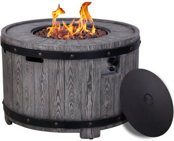 Loon Peak Fulgencio 23.8 H Outdoor Gas Fire Table with Wine Barrel Look in Terrafab