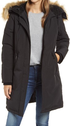 faux fur trim down jacket sam edelman