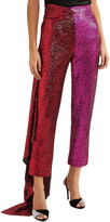Thumbnail for your product : Halpern Draped Tulle-paneled Sequined Satin Straight-leg Pants