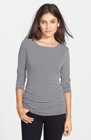 Thumbnail for your product : Chaus Shoulder Zip Check Print Ruched Top