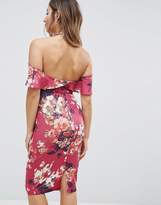 Thumbnail for your product : ASOS Maternity TALL Floral Twist Neck Ruffle Top Soft Pencil Dress