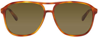 Gucci Tortoiseshell Retro Aviator Sunglasses