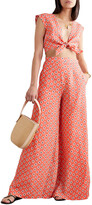 Thumbnail for your product : Miguelina Marcy Cropped Tie-front Floral-print Linen Top