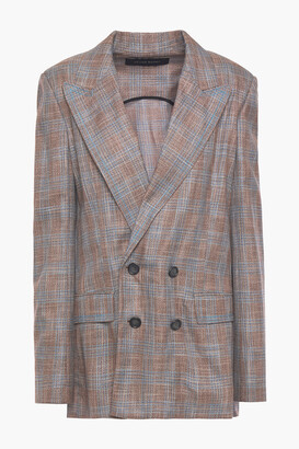 Roland Mouret Salvatore double-breasted open-back checked bamboo blazer