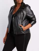 Thumbnail for your product : Charlotte Russe Plus Size Faux Leather Moto Jacket