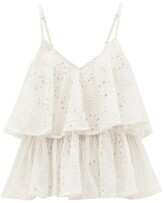 Thumbnail for your product : Mes Demoiselles Beluga Ruffled Broderie-anglaise Cotton Cami Top - Ivory