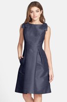 Thumbnail for your product : Alfred Sung Bateau Neck Bow Shoulder Dupioni Dress