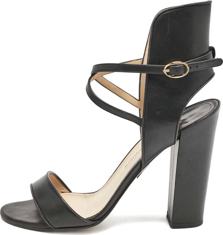 Paul Andrew Leather Ankle-Strap Sandals