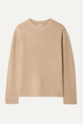 Vince Shaker Ribbed Cashmere Sweater - Beige