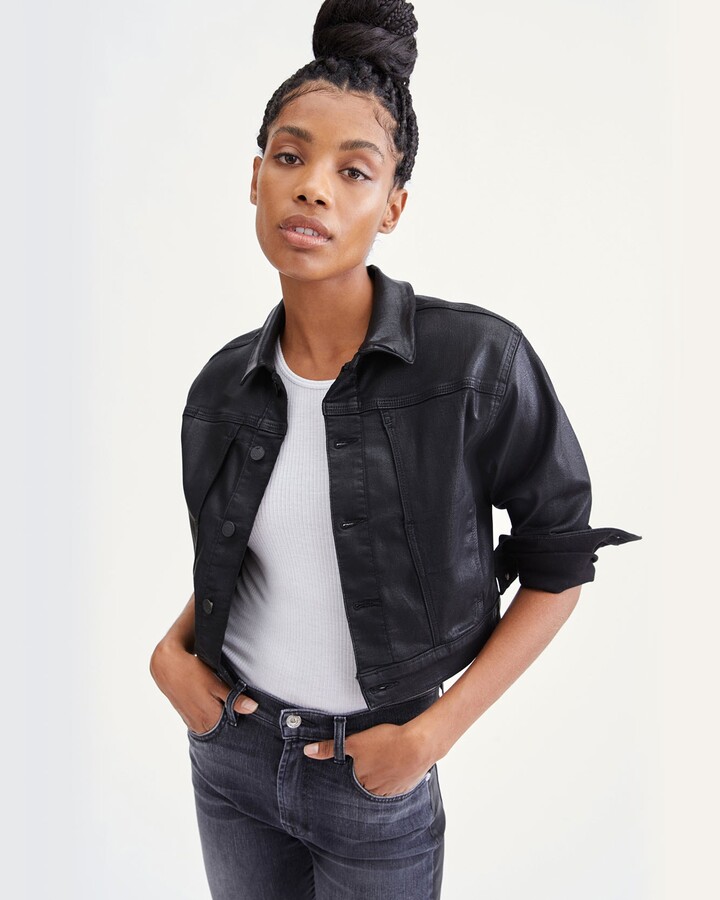 coated denim jacket womens