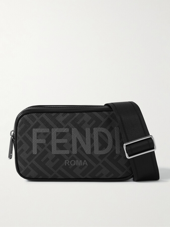 Fendi - Logo-Print Coated-Canvas Phone Pouch with Lanyard Fendi