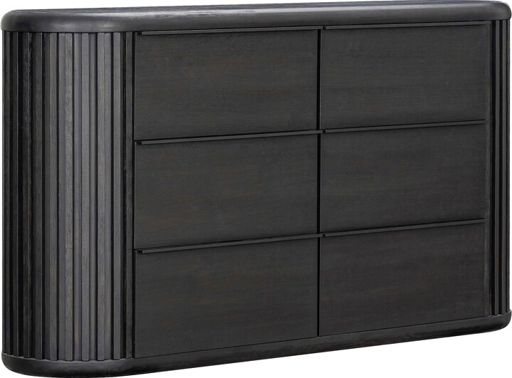 Furniture of America Kaelin Modern Fluted and Rounded 6-Drawer Dresser, Black