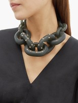 Thumbnail for your product : Vanda Jacintho - Studded Exaggerated-chain Choker Necklace - Dark Green