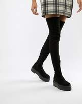 Thumbnail for your product : ASOS DESIGN Kami flat chunky thigh high boots