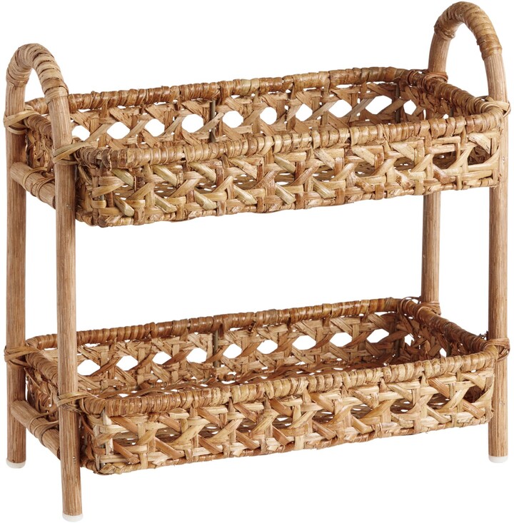 Natural Rattan Cane 2 Tier Farrah Storage Shelf