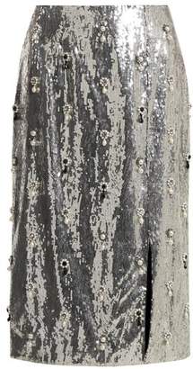 Erdem Tahira Sequin Embellished Skirt - Womens - Silver
