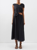 Thumbnail for your product : Merlette New York Rhapsody Asymmetric Cotton-voile Midi Dress - Black