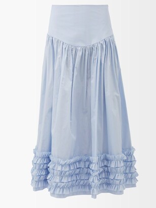 Molly Goddard Opal Ruffled Cotton-poplin Skirt - Light Blue - ShopStyle