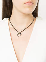 Thumbnail for your product : Jacquie Aiche 14kt gold diamond double horn & 4 heart black beaded necklace