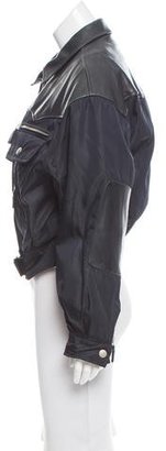 Prada Leather-Paneled Belted Jacket