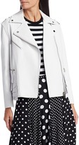 Thumbnail for your product : Michael Kors Ruffle-Trimmed Leather Moto Jacket