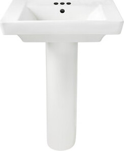 Boulevard 30" Tall White Vitreous China Rectangular Pedestal Bathroom Sink with Overflow