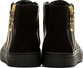 Thumbnail for your product : Versus Black & Gold Studded Tiger Stripe Sneakers