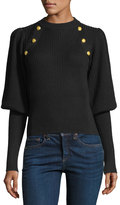 Thumbnail for your product : Veronica Beard Jude Crewneck Leg-of-Mutton Sleeve Wool Sweater