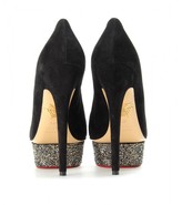 Thumbnail for your product : Charlotte Olympia DOLLY SUEDE GLITTER SOLE PLATFORM PUMPS