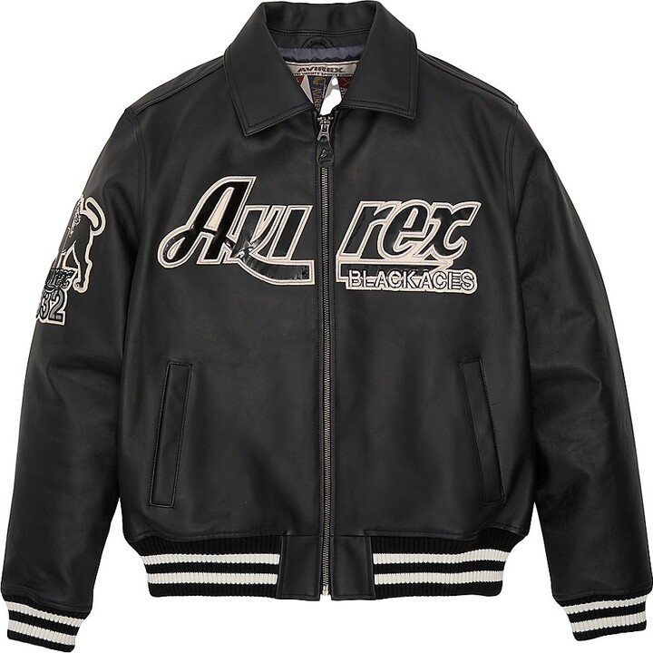 Avirex Black Aces A2 Leather Jacket - ShopStyle