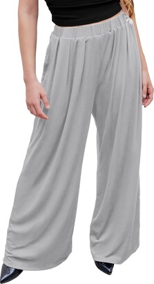 Womens Hipster Palazzo Pants Casual Loose High Waisted Wide Leg