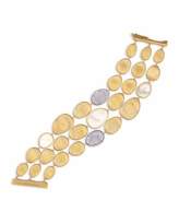 Thumbnail for your product : Marco Bicego Lunaria Three-Row Mother-of-Pearl Bracelet with Diamonds