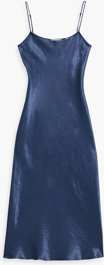 Vince Crinkled-satin midi slip dress