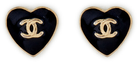CC Heart Pearl Pierced Earrings (Authentic Pre-Owned)