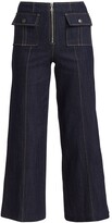 Thumbnail for your product : Cinq à Sept Azure Front High-Rise Wide-Leg Crop Jeans
