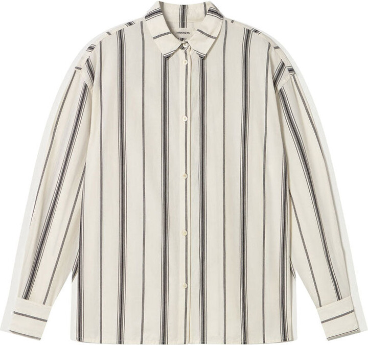 Thinking Mu White Black Stripes Juana Blouse