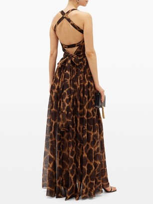 Dolce & Gabbana Giraffe-print Silk-georgette Dress - Brown
