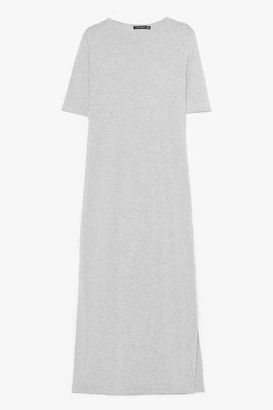 Nasty Gal Womens Relaxed Side Slit T-Shirt Maxi Dress - Grey - 6