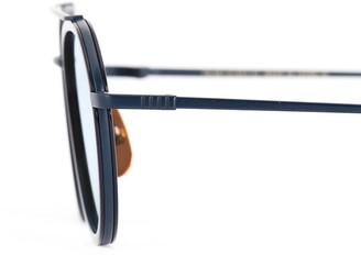 Thom Browne Eyewear Matte Navy & Dark Brown Sunglasses