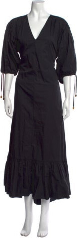 Rodebjer V-Neck Long Dress Rodebjer Wrap Dress Black Three-Quarter Sleeve with V-Neck