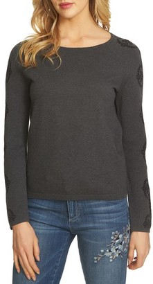 CeCe Women's Jacquard Sleeve Sweater