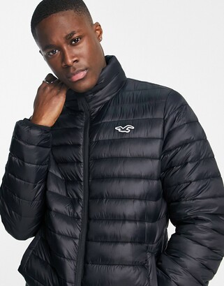 Hollister mock neck lightweight puffer jacket in black - ShopStyle