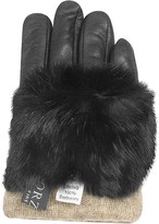 Thumbnail for your product : Forzieri Black Cashmere Lined Italian Leather Gloves with Fur