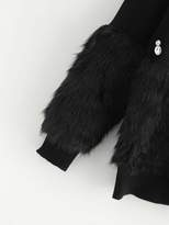 Thumbnail for your product : Shein Rhinestone and Faux Fur Embellished Sweater