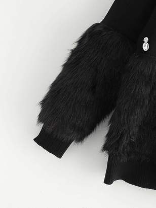Shein Rhinestone and Faux Fur Embellished Sweater
